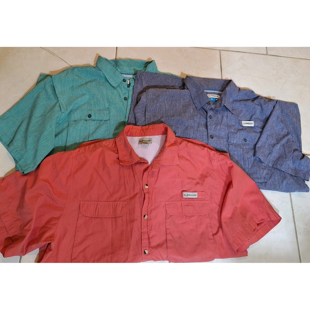 Men's 2XL Magellan Realtree Work Fishing Shirts Lot 3 Construction Outdoor